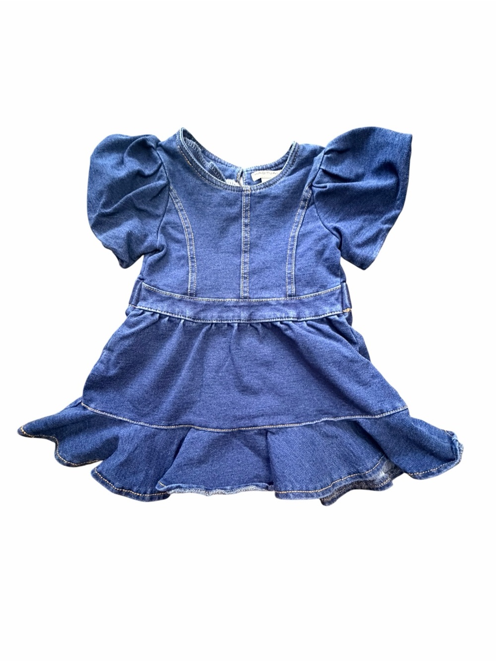 Habitual Kids baby girl 12 month Blue Denim skater ruffle dress